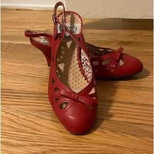 Red Bettie Page kitten heel shoes by Ellie - NWB